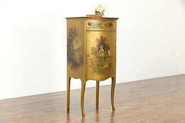 Music Cabinet Antique Hand Painted Vernis Martin Finish #34719
