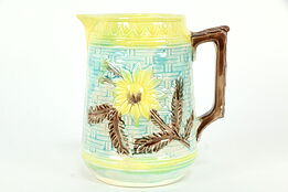 Victorian Style Majolica Hand Painted Pitcher #35262