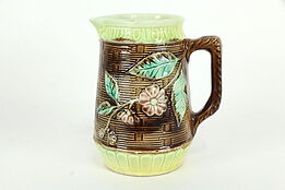 Victorian Antique Majolica Hand Painted Pitcher #35265