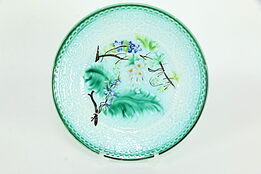 Victorian Antique Majolica Leaf and Flower Plate, 7 3/4" Round, Signed  #35541