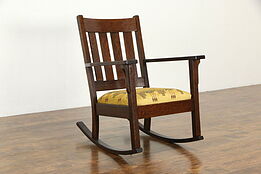 Arts & Crafts Mission Oak Antique Rocker Craftsman Rocking Chair #33673