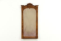 Victorian Eastlake Antique 1880 Carved Walnut & Burl Hall Mirror  #35012