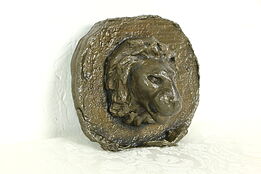 Bronze Vintage Lion Head Plaque or Sculpture, Signed? #35415