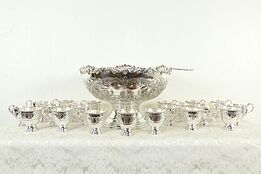 Silverplate Punch Bowl, 23 Footed Cups, Ladle Vintage by International #33627