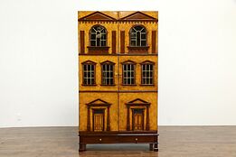 Leather Architectural Model House Curio Cabinet, Maitland Smith #35619
