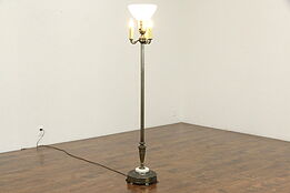 Vintage 1930's Floor Lamp, Four Bulbs, Milk Glass Bowl #35872