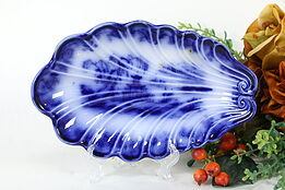 Victorian Flow Blue Shell Relish Dish Mellnor 1847 Pat  #35894