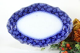 Flow Blue Antique China Oval Platter Pat 1897 Signed #35897