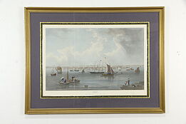 Boston Harbor in 1856 Vintage Print after B F Smith, Custom Frame, 50" #36005