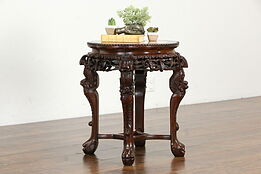 Chinese Antique Rosewood & Marble Plant Stand or Sculpture Pedestal #35627