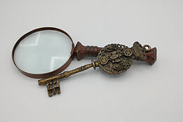 Spanish Vintage Brass Key, Royal Lion Crests #36182