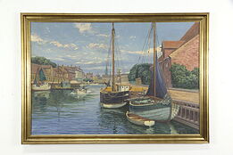 Frederiksholms Kanal, Copenhagen Original Antique Painting, Gundorff 51" #36247