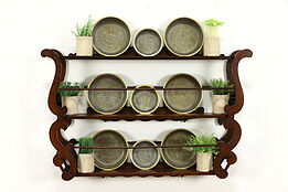 Victorian Antique Carved Oak Farmhouse Hanging Wall Plate Rack #35792
