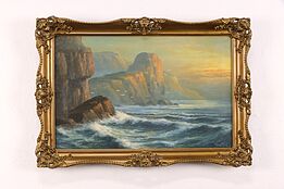 Seascape at Sunset Original Oil Painting, William A. Carson 33" #35828
