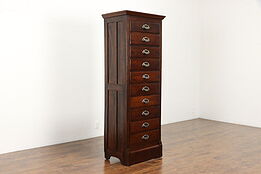 Oak Antique 10 Drawer Apothecary Drug Store Office File Collector Cabinet #36383
