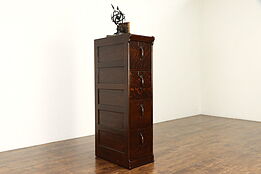 Oak 1915 Antique Library or Office 4 Drawer File Cabinet, Signed Globe #34224