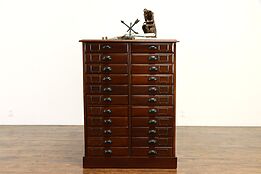 Walnut Antique 22 Drawer Office File, Music or Collector Cabinet #35962
