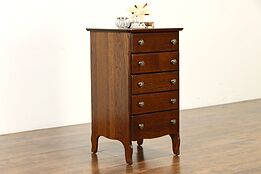 Oak Antique Collector File Edison Cylinder Record Cabinet Hinged Drawers #36856