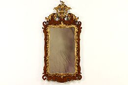 Georgian Federal Design Vintage Flame Mahogany Mirror, Gold Eagle  #37078
