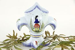 Henriot Quimper Signed Fleur De Lis Vase, Hand Painted Brittany, France #37113