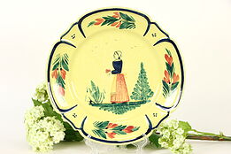 HB Quimper Signed Plate, Hand Painted Brittany, France #37155