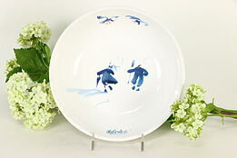 Quimper Signed Bowl with Figures & Birds, Hand Painted Brittany, France  #37160