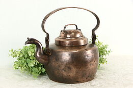 Copper Antique Hand Hammered & Dovetailed Farmhouse Norwegian Tea Kettle #37235
