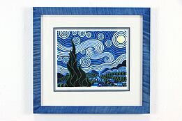 Serigraph After Van Gogh Starry Night, Custom Frame Bruce Bodden 17" #37251