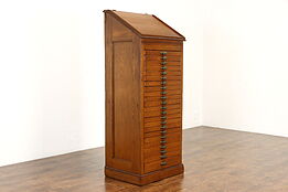 Oak Antique 23 Drawer Printer or Collector File, Map or Jewelry Chest #37467