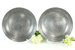 Pair of Antique Pewter Plates, Makers Stamps, 9" #37473