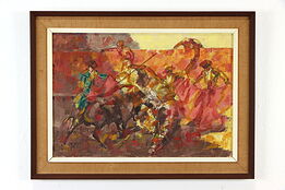Toreadors at a Bullfight Original Oil Painting Epifanio Ortega 1960 31" #37392