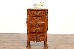 Louis XV Design Antique French Lingerie Chest or Nightstand, Marble Top #35823