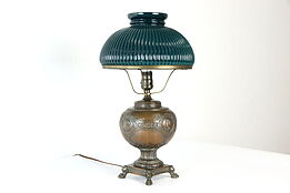 Victorian Antique Classical Design Lamp, Green Glass Shade #37127