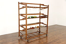Shoe Factory Antique Salvage Rolling Wine Cart or Candle Rack #37791
