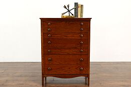 Vintage Farmhouse Oak 7 Drawer Collector, Jewelry Chest or Office File #37827