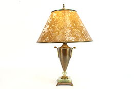 Classical Antique Onyx & Brass Urn Shape Lamp, Mica Shade #38135