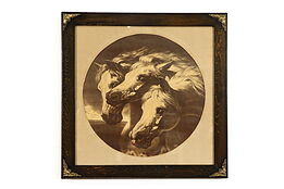 Pharaoh's Horses Antique Print, Oak Frame, after Herring 23 1/2"  #38448
