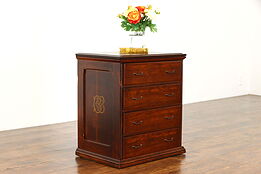Oak Antique 4 Drawer Small Chest, Nightstand, End Table, JA Parkhust #38525