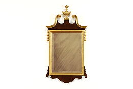 Birch Antique Georgian Federal Design Wall Mirror, Gold Classical Finial #38611