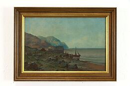 Harold Hall Norwegian American Original Oil Painting Fisherman Cabin 21" #37883