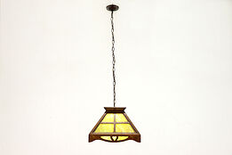 Arts & Crafts Mission Oak Antique Farmhouse Craftsman Stained Glass Lamp #38545