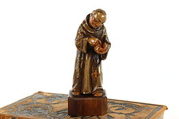 Hand Carved Wood Figure, Sculpture of Franciscan Monk with Bible, Toriart #37432