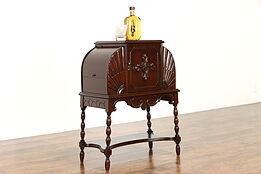 Art Deco Antique Walnut Chairside Cigar or Tobacco Humidor., End Table #38535