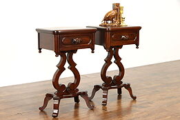 Pair of Victorian Style Vintage Mahogany Side or Lamp Tables, Nightstands #37508