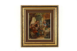 Georgian Pub Scene English Antique 1780 Oil Painting 13-1/2" #38811