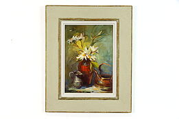 Still Life & Flowers Original Vintage Oil Painting, Marilyn Bendall 21" #38812