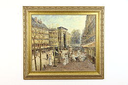Paris Street Scene Original Vintage Oil Painting, Jurgen Gunter 40" #38817