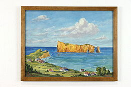 Percé Rock Quebec, Canada, Original Watercolor Painting, Lovejoy, 21.5" #37900