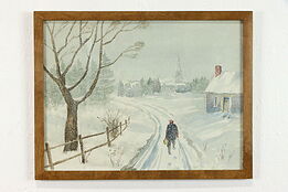 Coming Home Original Vintage Watercolor Painting, Rupert Lovejoy 21.5" #37901