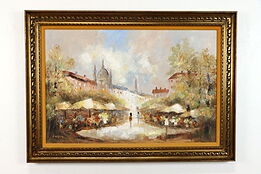 Flower Market French Impressionist Original Oil Painting, Larson, 43" #38446